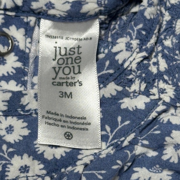 Carters Blue Floral Baby long sleeve Romper size 3 mo - Picture 2 of 4